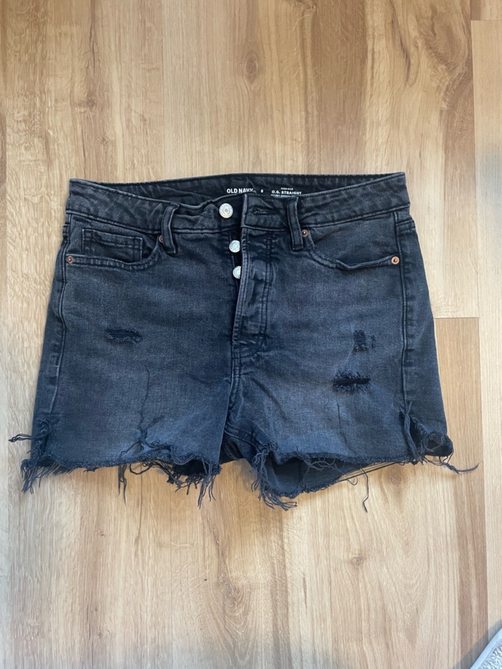 Old Navy Black Distressed Denim Cutoff Shorts